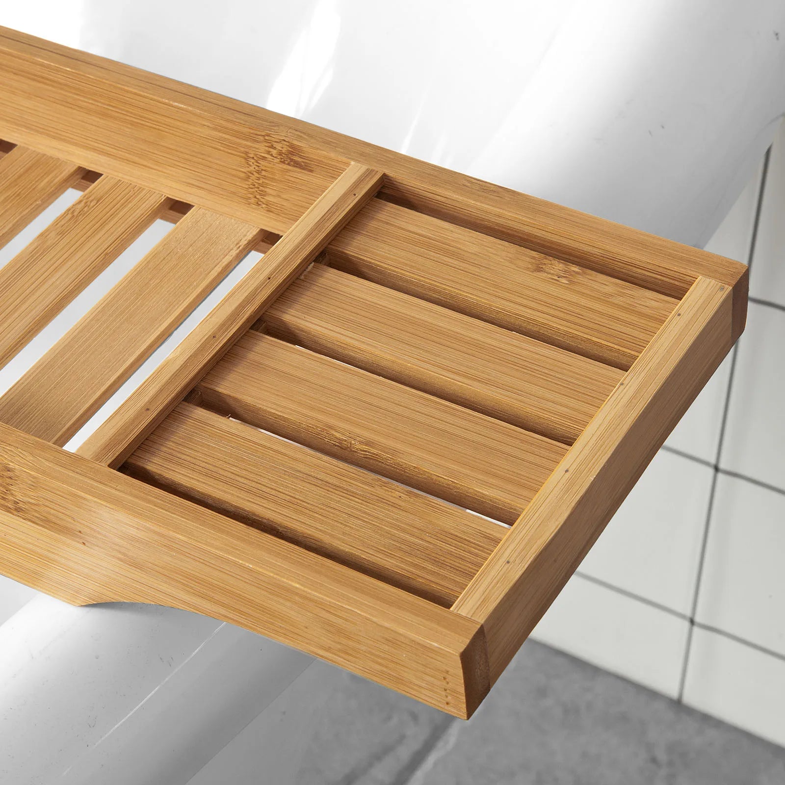 SoBuy FRG212-N 80cm Long-Beautiful Bathtub shelf Bamboo Bathtub Board Bathtub Rays Tub Bridge