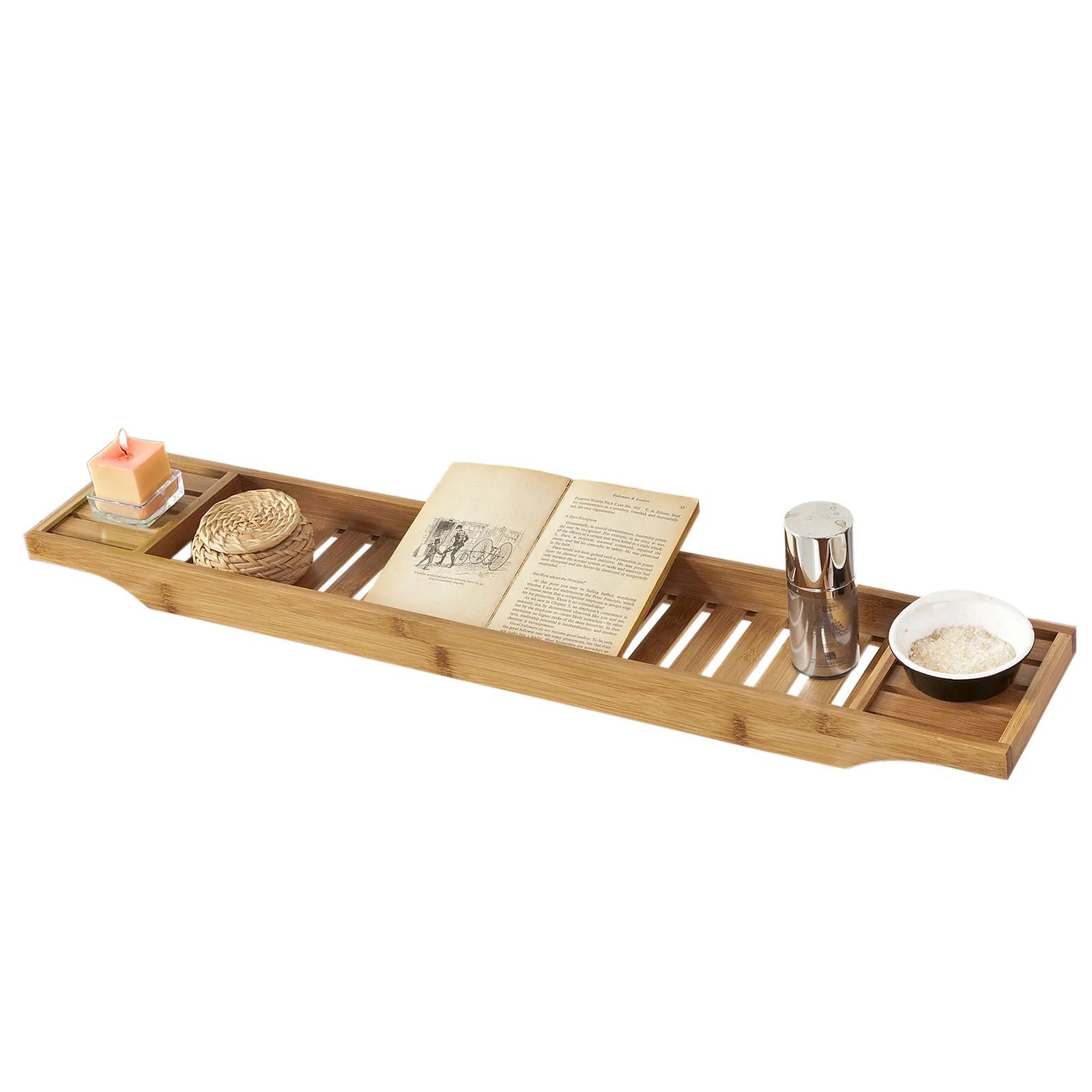 SoBuy FRG212-N 80cm Long-Beautiful Bathtub shelf Bamboo Bathtub Board Bathtub Rays Tub Bridge