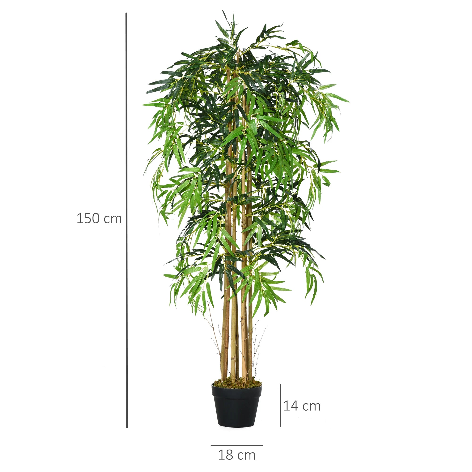Outsunny Artificial bamboo with flower pot plant leaves realistic decorative