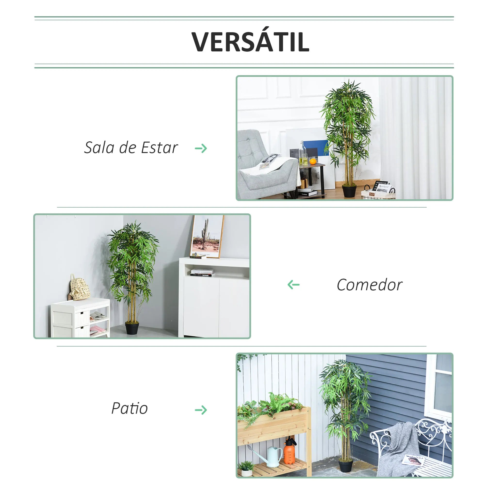 Outsunny Artificial bamboo with flower pot plant leaves realistic decorative