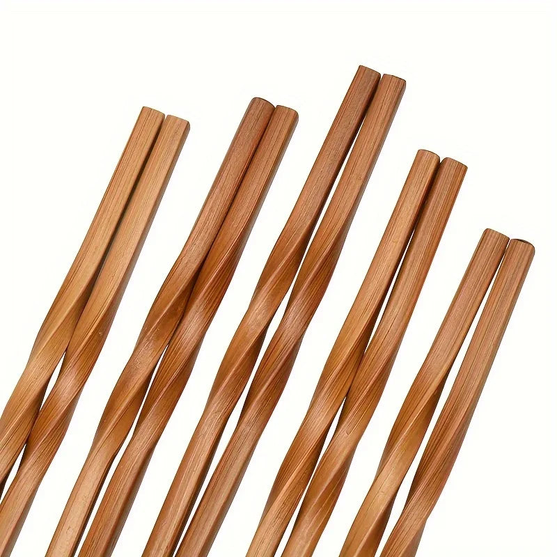 5 Pairs Natural Bamboo Chopsticks Set, Chinese Style Chopsticks, Household Pointed Chopsticks, Tableware, Kitchen Supplies