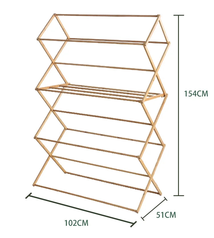 Bamboo Foldable Drying Rack X-Shaped Towel Stand for Balcony Indoor Clothes Drying Solution Eco-Friendly Material Space-Saving