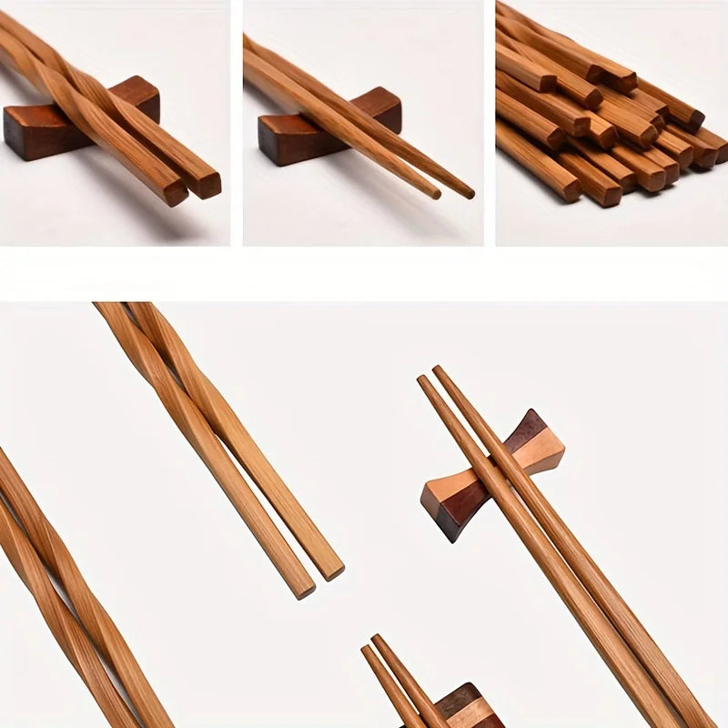 5 Pairs Natural Bamboo Chopsticks Set, Chinese Style Chopsticks, Household Pointed Chopsticks, Tableware, Kitchen Supplies