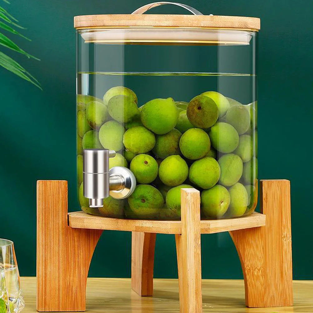 Bamboo Wood Base Drink Dispenser Stand Square Small Fish Tank Vase Flower Pot Plant Pedestal Stable Creative Design Wooden