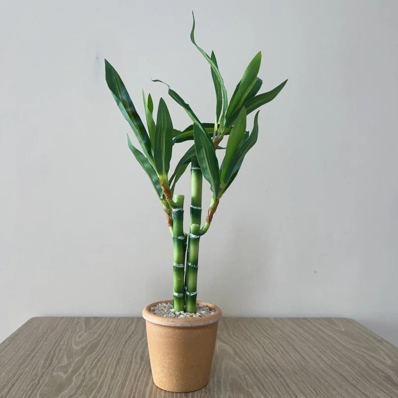 Artificial plants green lucky bamboo fake bonsai horticulture outdoor living room table aesthetic space wedding home decoration