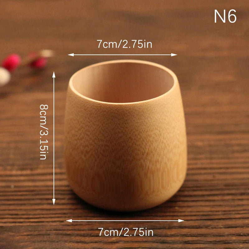 Bamboo Cup Home Japan Style Natural Carved Water Cups Tea Beer Coffee Juice Drinking Mug Handmade Wooden Cup