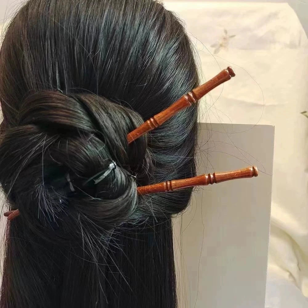 Hairpin Hair Stick Wooden Bamboo Style Updo Hair Fork Bun Elegant Simple Hair Accessories Ponytail Coiffure Hairstyle Headwear