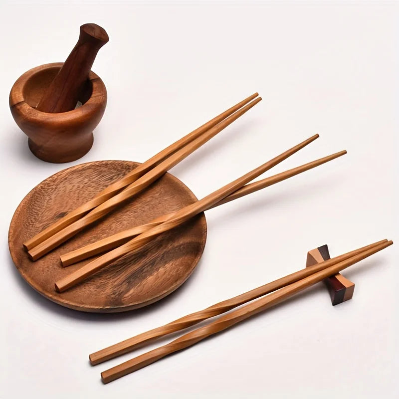 5 Pairs Natural Bamboo Chopsticks Set, Chinese Style Chopsticks, Household Pointed Chopsticks, Tableware, Kitchen Supplies