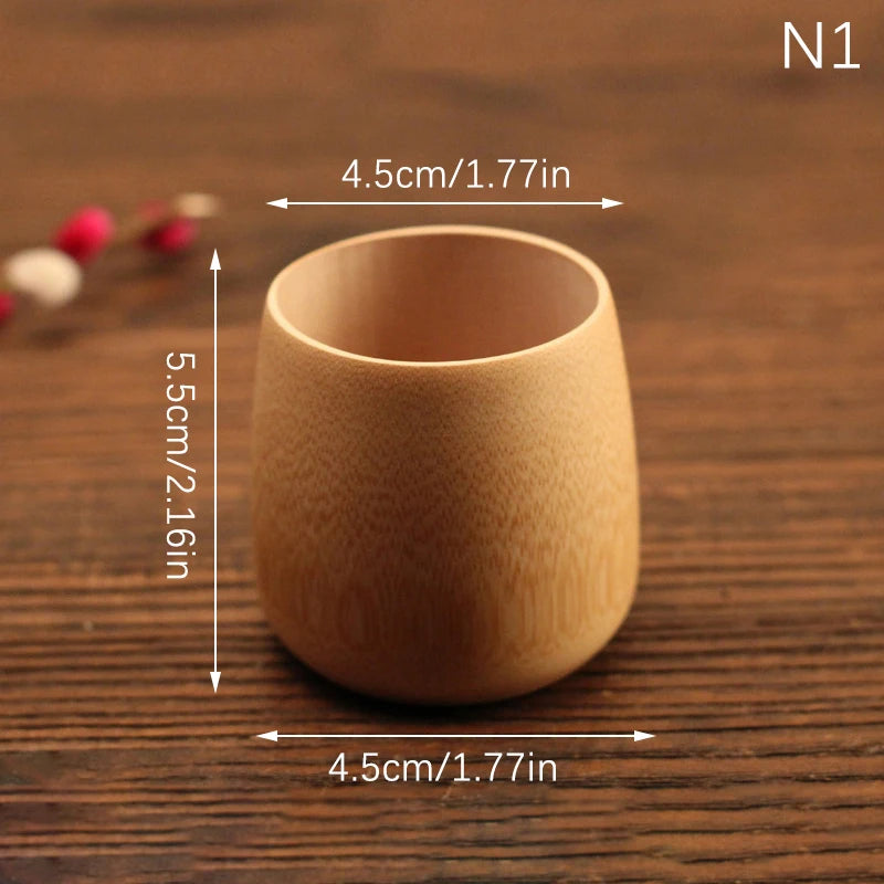 Bamboo Cup Home Japan Style Natural Carved Water Cups Tea Beer Coffee Juice Drinking Mug Handmade Wooden Cup