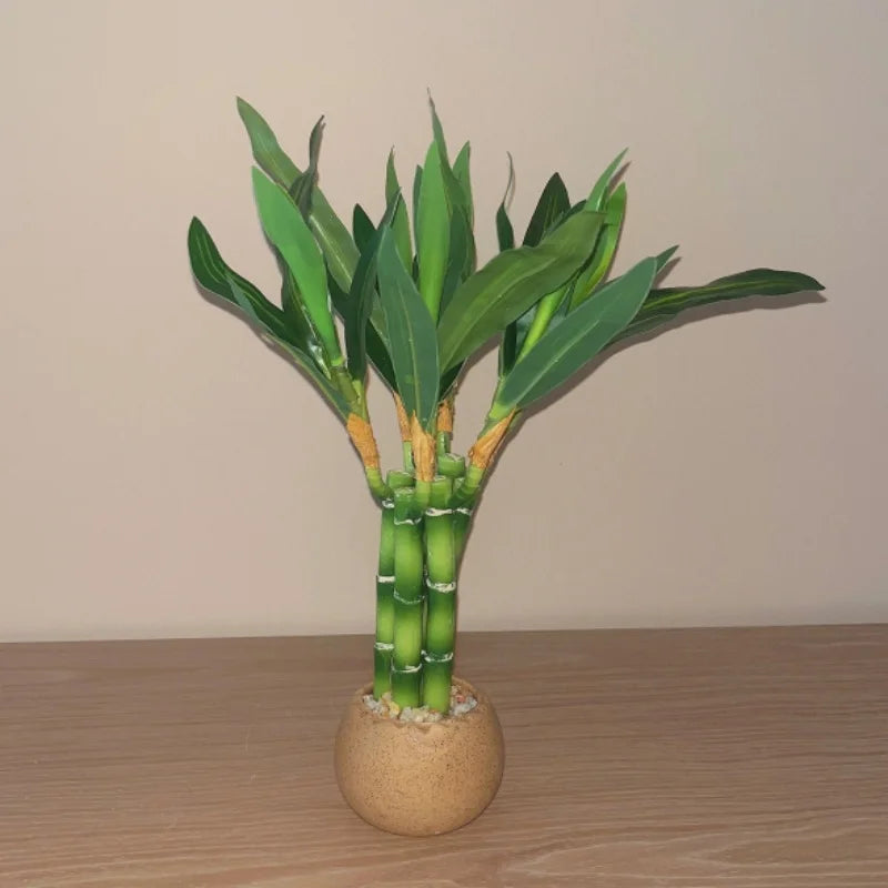 Artificial plants green lucky bamboo fake bonsai horticulture outdoor living room table aesthetic space wedding home decoration