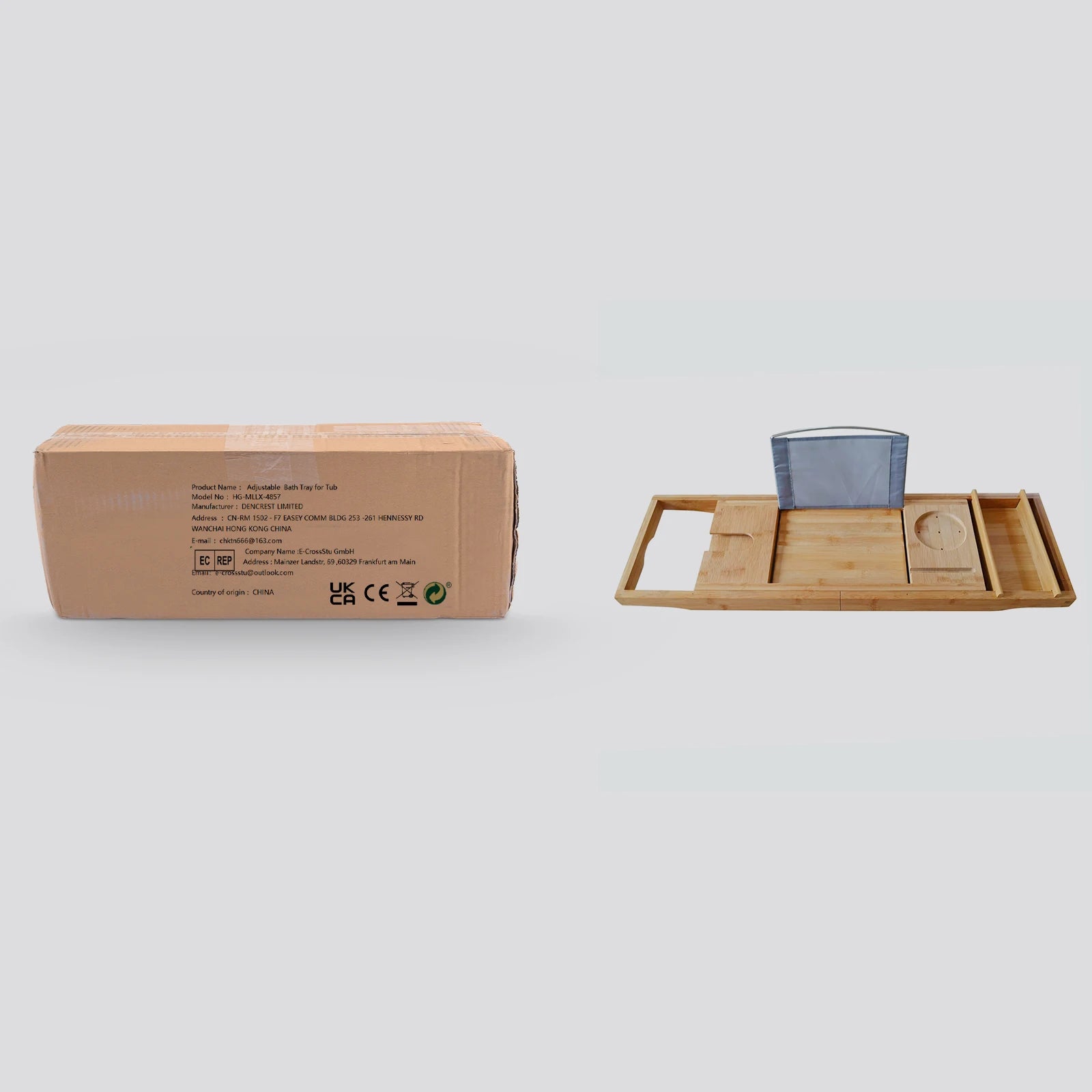 Bamboo Bathtub Tray  Expandable Bath Tray  Single Box+Soap Box  Waterproof Cloth  Hold Items  Log Color  for Bathrooms