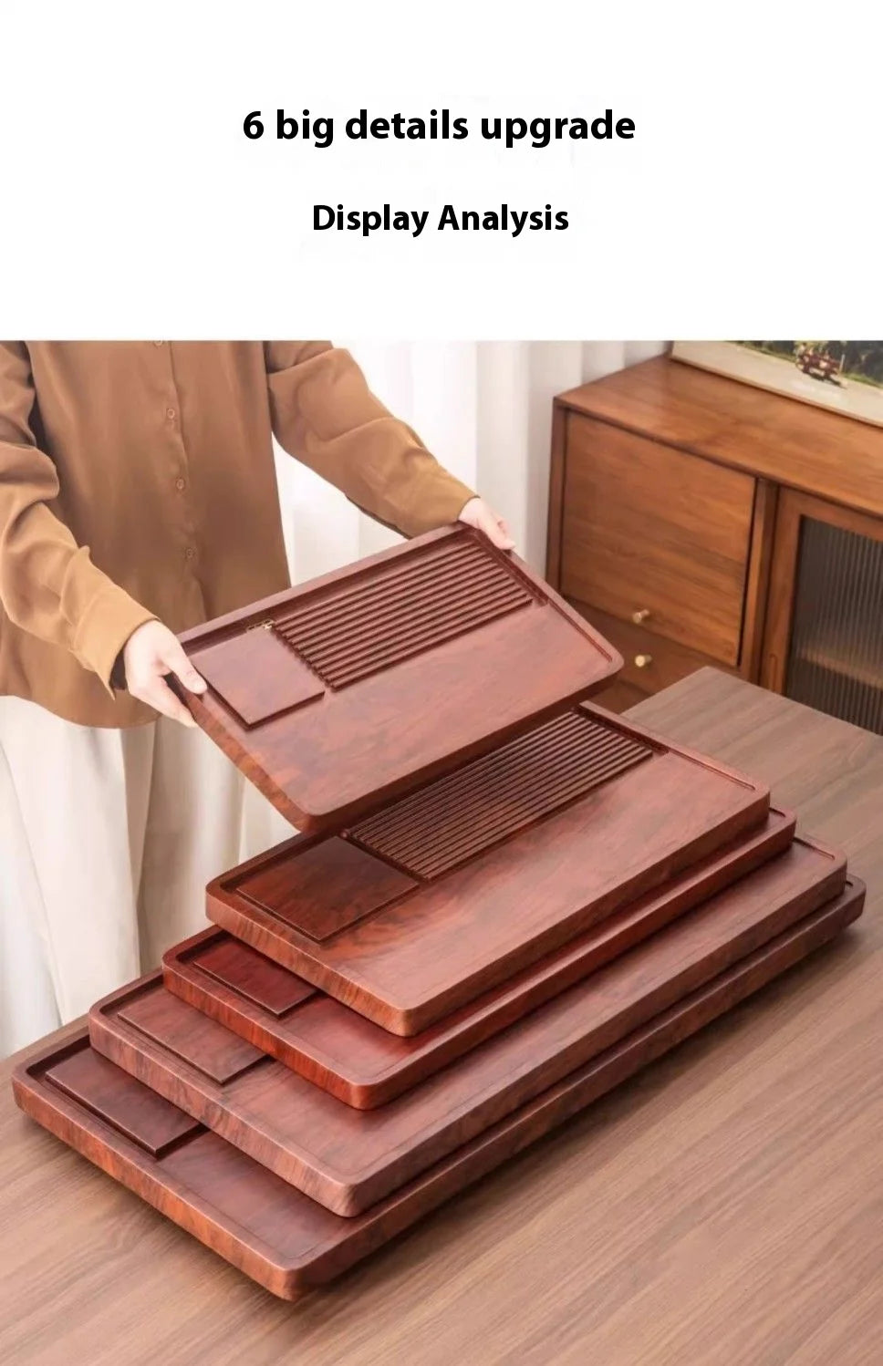 GIANXI 50cm Home And Kitchen Tea Tray Coffee And Tea Set Bamboo Tray For Chaban Tea Table Office Puer Tea Chinese Serving Tray