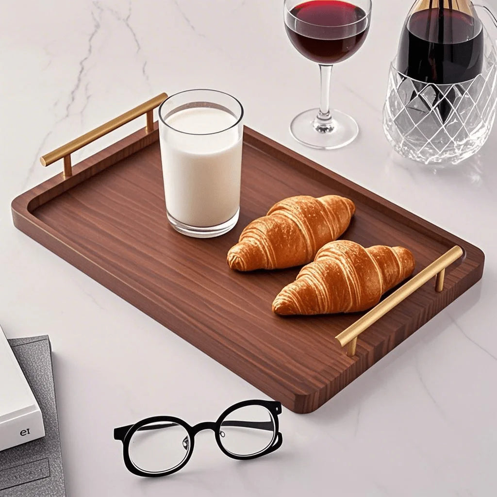 1pc brown bamboo trays with handles,kitchen counter storage trays,dining service trays,home decoration trays,living room bedside