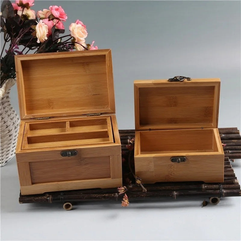 Bamboo Craft Princess Korean Bamboo Jewelry Box Wooden Jewelry Storage Box Small Collection Box Gift Box WF