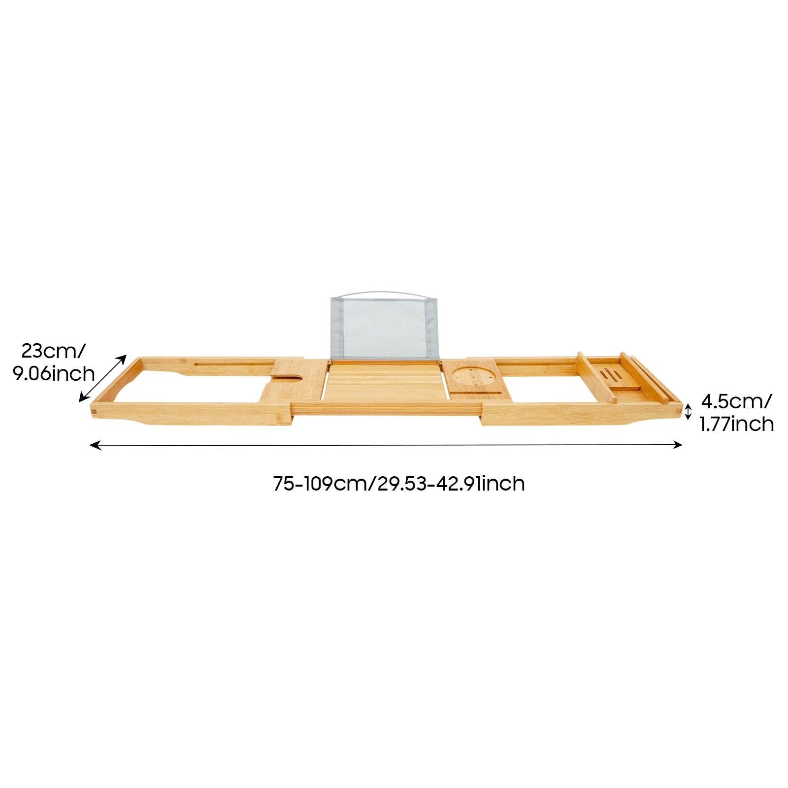 Bamboo Bathtub Tray  Expandable Bath Tray  Single Box+Soap Box  Waterproof Cloth  Hold Items  Log Color  for Bathrooms