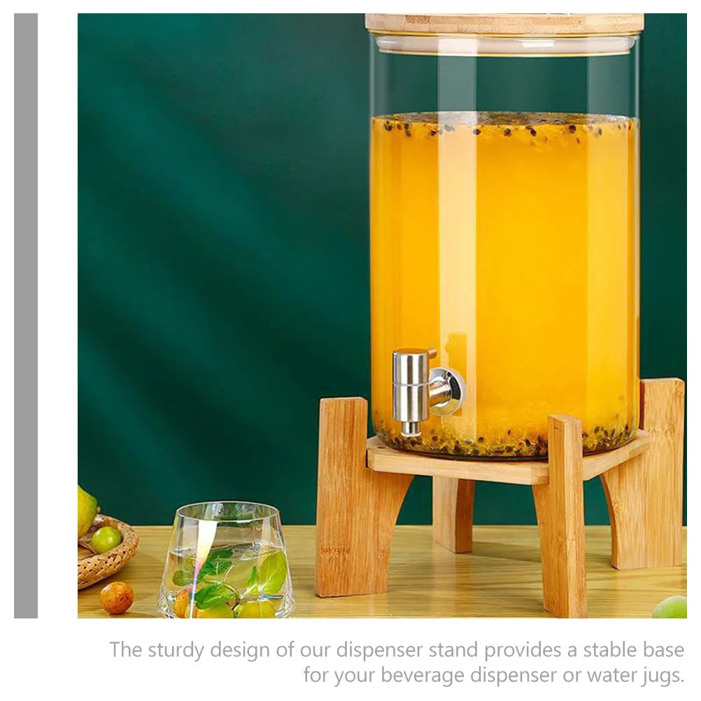 Bamboo Wood Base Drink Dispenser Stand Square Small Fish Tank Vase Flower Pot Plant Pedestal Stable Creative Design Wooden