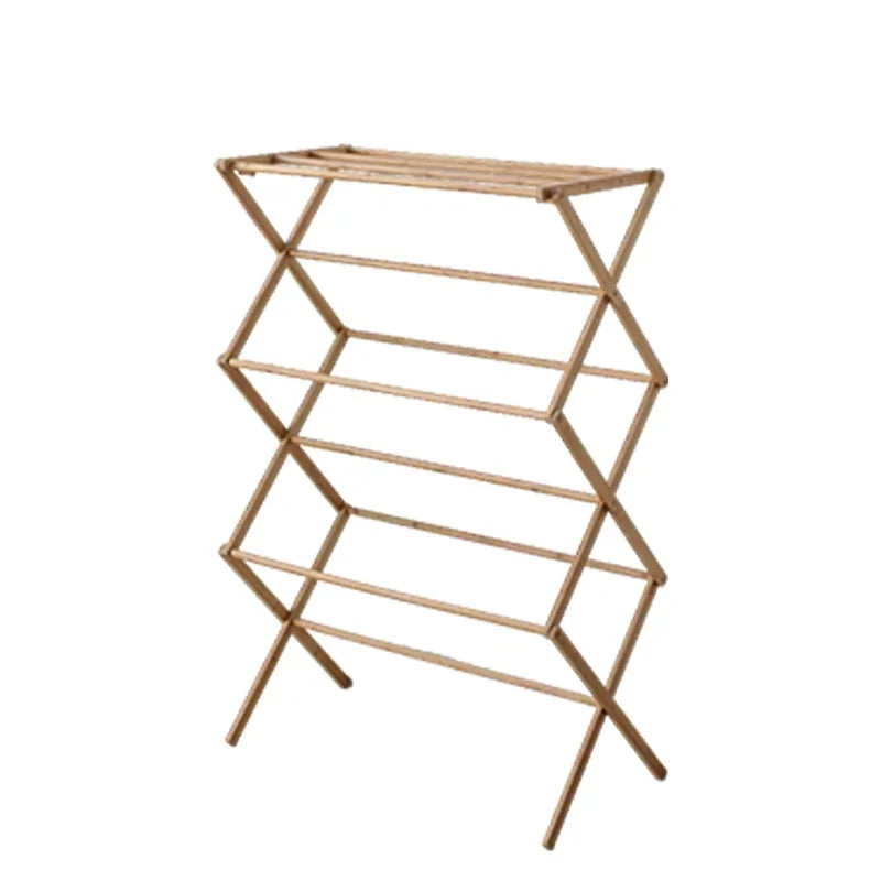 Bamboo Foldable Drying Rack X-Shaped Towel Stand for Balcony Indoor Clothes Drying Solution Eco-Friendly Material Space-Saving
