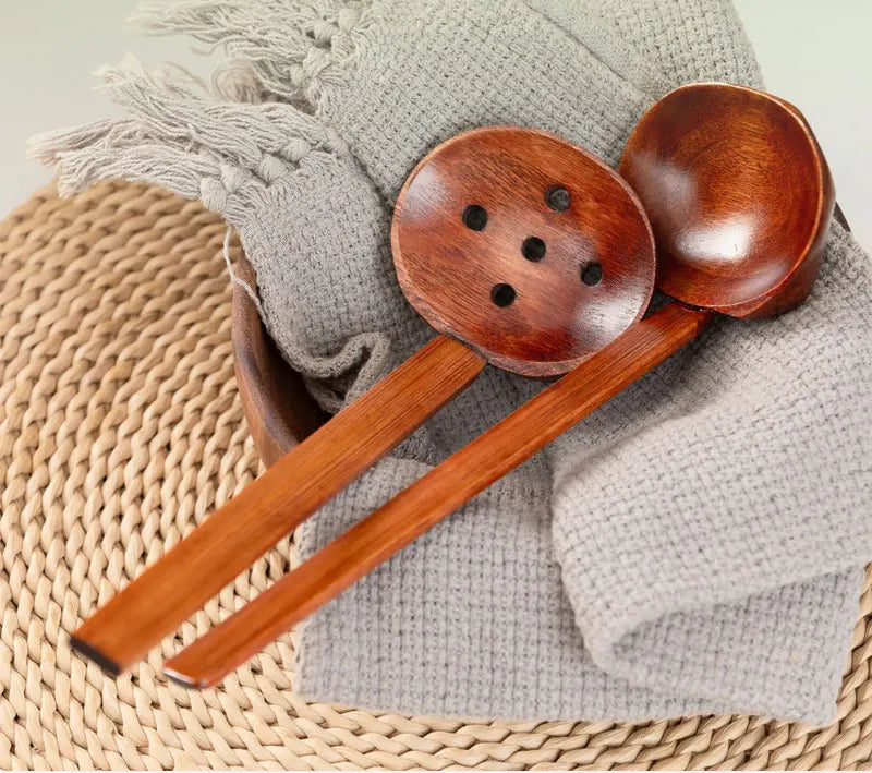 Japanese Spoon Long-Handled Soup Bamboo Spoon Cooking Wooden Lamian Noodles Spoon Hot Pot Strainer Household Kitchen Accessories