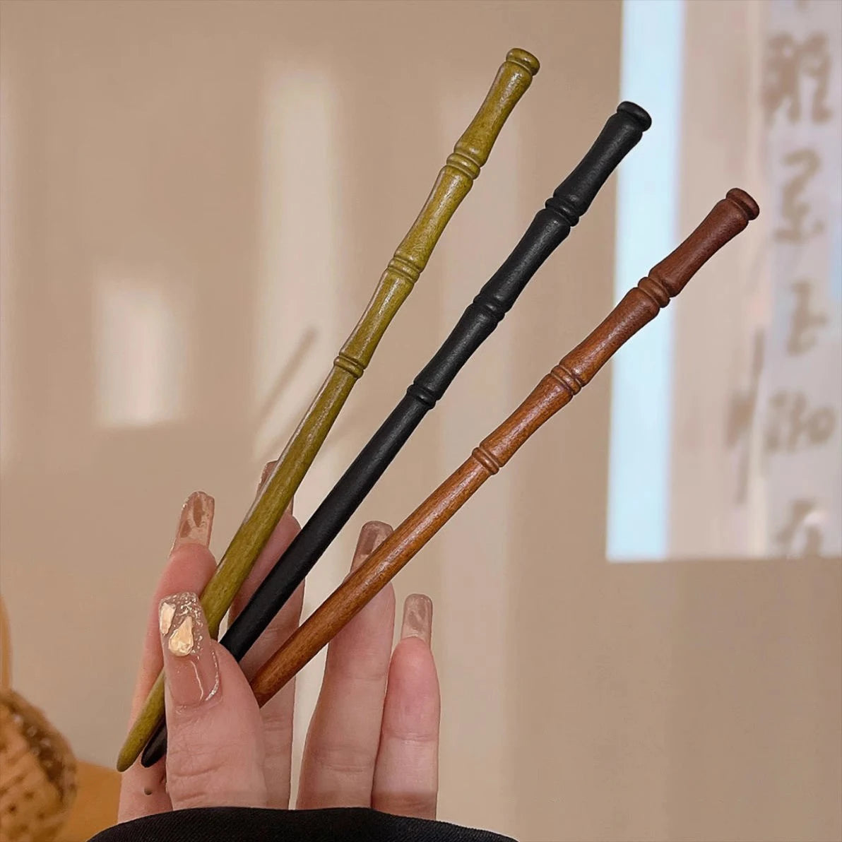 Hairpin Hair Stick Wooden Bamboo Style Updo Hair Fork Bun Elegant Simple Hair Accessories Ponytail Coiffure Hairstyle Headwear