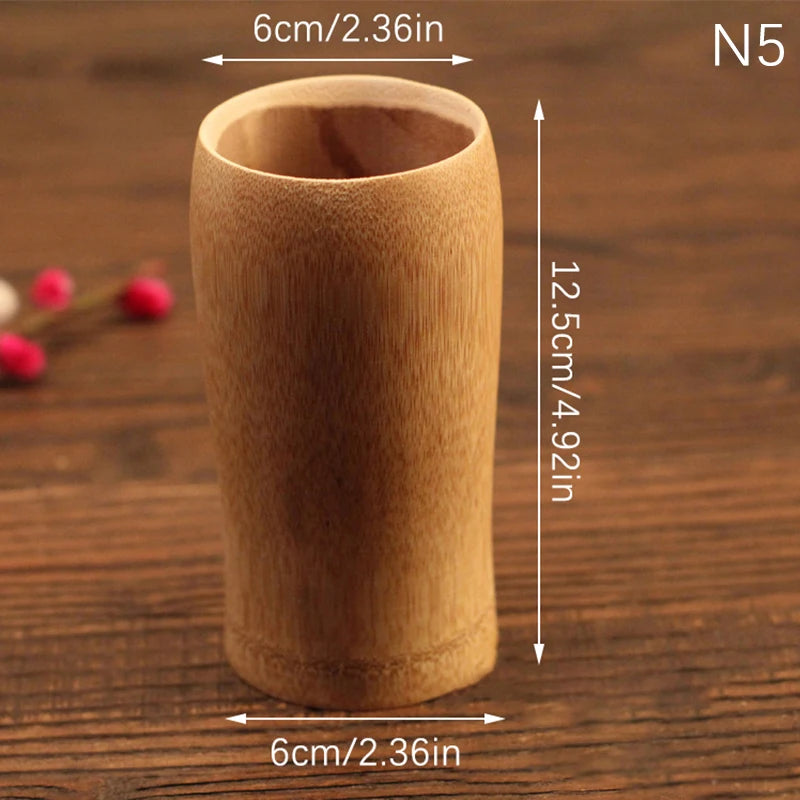 Bamboo Cup Home Japan Style Natural Carved Water Cups Tea Beer Coffee Juice Drinking Mug Handmade Wooden Cup