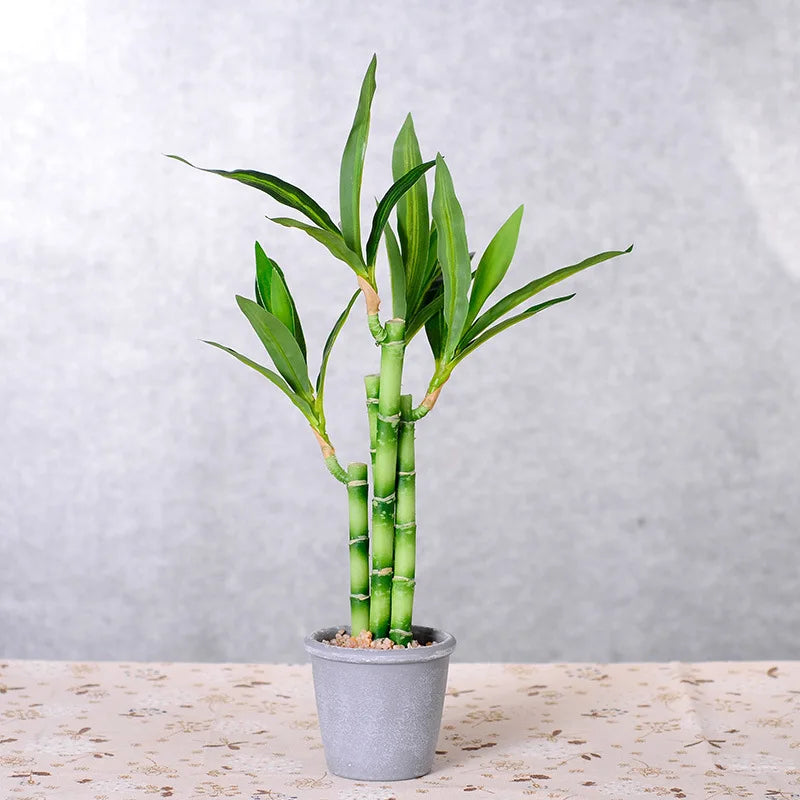 Artificial plants green lucky bamboo fake bonsai horticulture outdoor living room table aesthetic space wedding home decoration