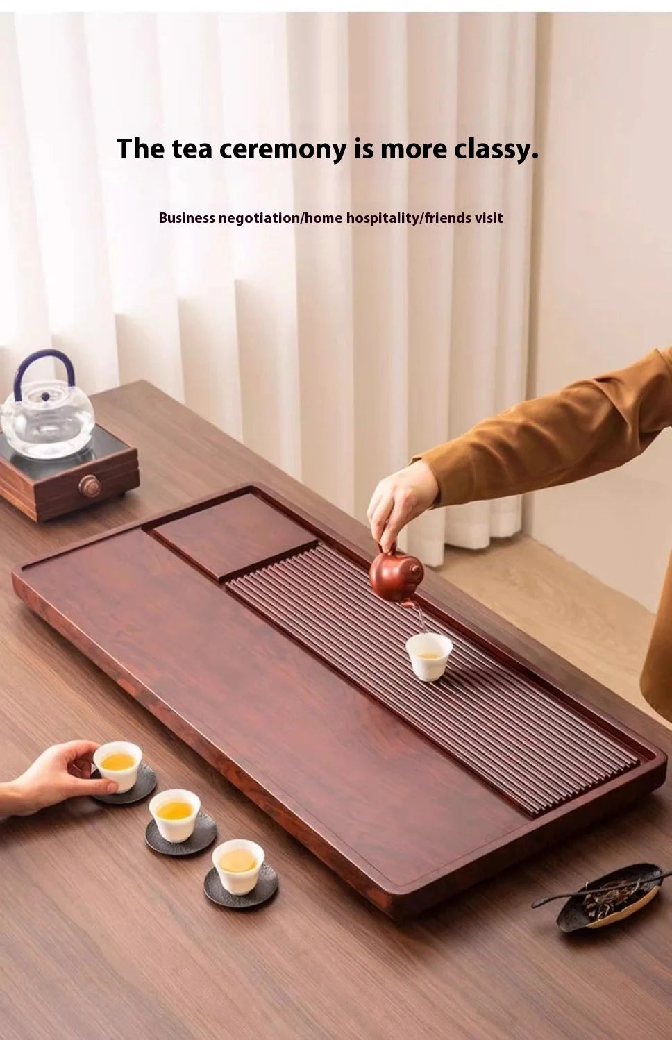 GIANXI 50cm Home And Kitchen Tea Tray Coffee And Tea Set Bamboo Tray For Chaban Tea Table Office Puer Tea Chinese Serving Tray