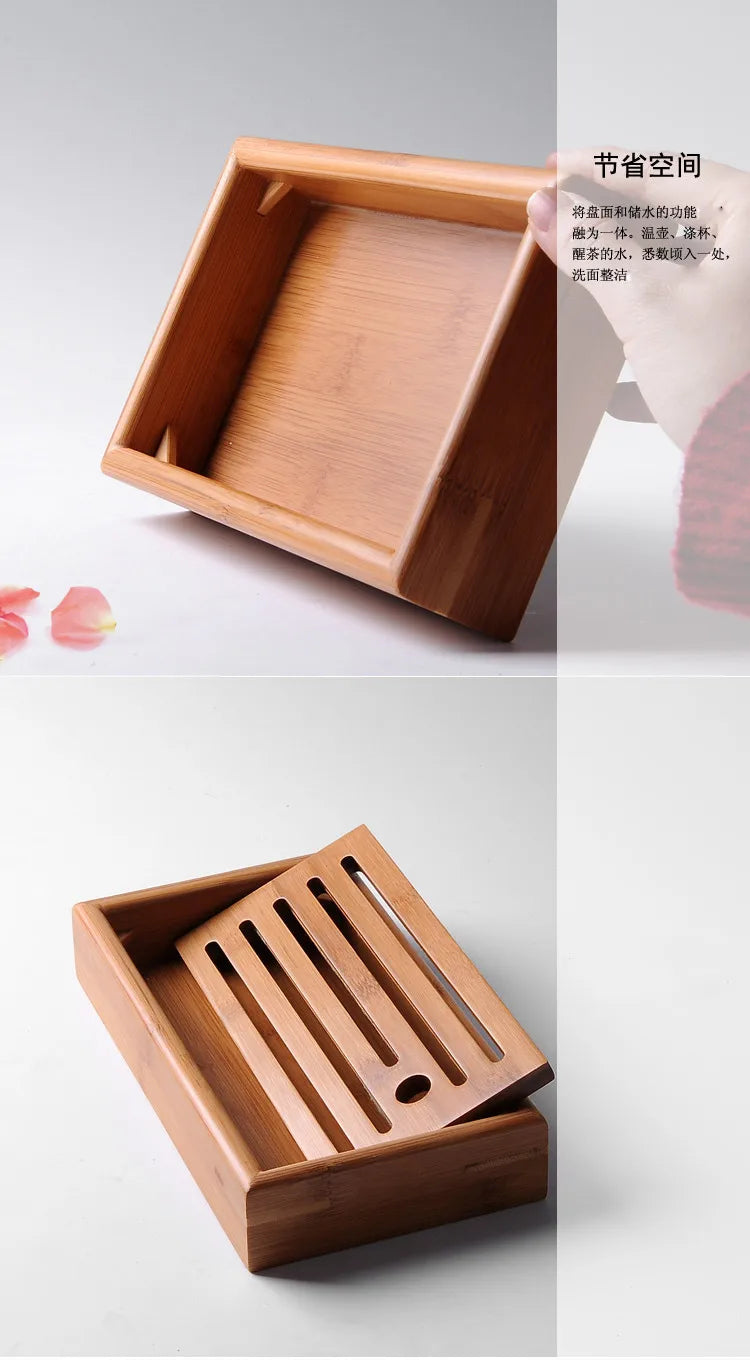 Exquisite Bamboo Tray Water Storage Tea Table Trays Decorative Chinese Tea Accessories Custom Tea Ceremony Tray Teapot Storage