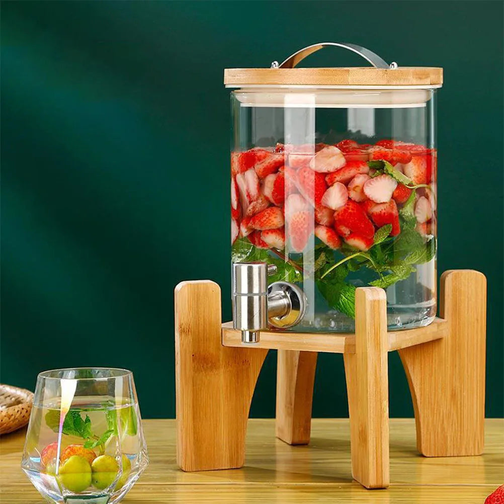Bamboo Wood Base Drink Dispenser Stand Square Small Fish Tank Vase Flower Pot Plant Pedestal Stable Creative Design Wooden