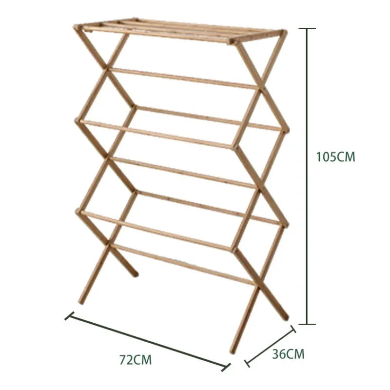 Bamboo Foldable Drying Rack X-Shaped Towel Stand for Balcony Indoor Clothes Drying Solution Eco-Friendly Material Space-Saving