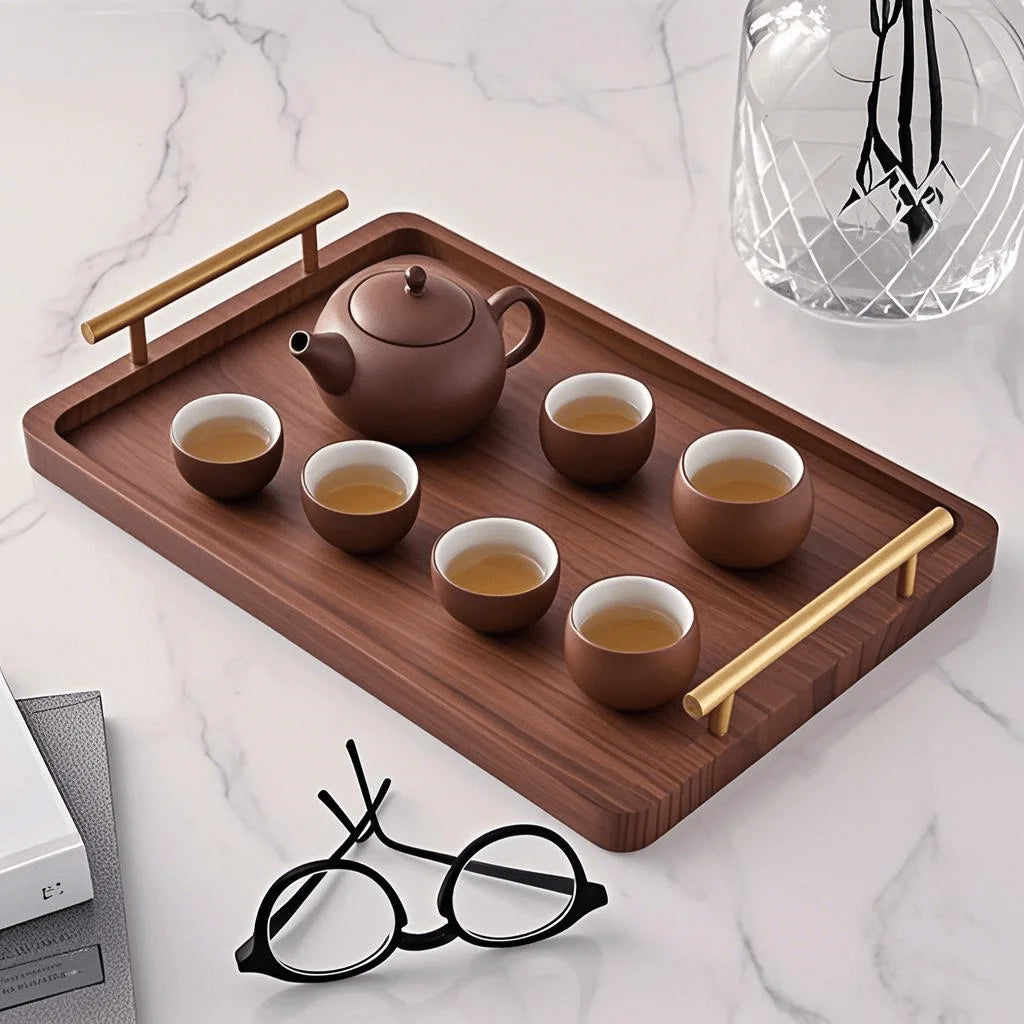 1pc brown bamboo trays with handles,kitchen counter storage trays,dining service trays,home decoration trays,living room bedside