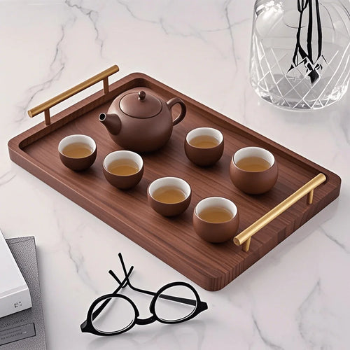 1pc brown bamboo trays with handles,kitchen counter storage trays,dining service trays,home decoration trays,living room bedside