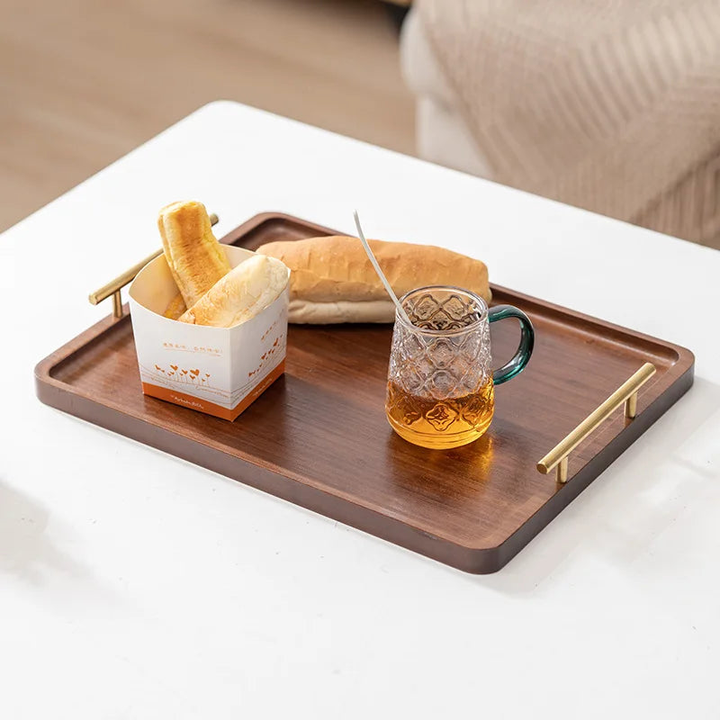 1pc brown bamboo trays with handles,kitchen counter storage trays,dining service trays,home decoration trays,living room bedside