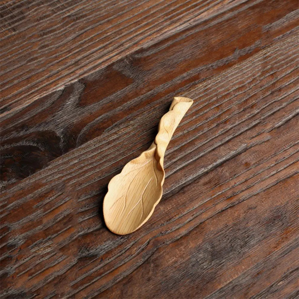 1Pc Japanese-style Natural Bamboo Rattan Tea Scoop Tea Shovel Tea Leaves Chooser Holder Spoon for Tea Honey Coffee High Quality