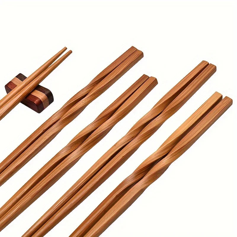 5 Pairs Natural Bamboo Chopsticks Set, Chinese Style Chopsticks, Household Pointed Chopsticks, Tableware, Kitchen Supplies
